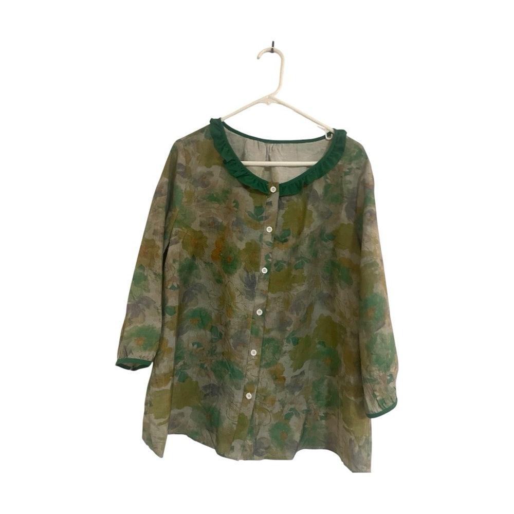 Green Floral Women's Blouse
